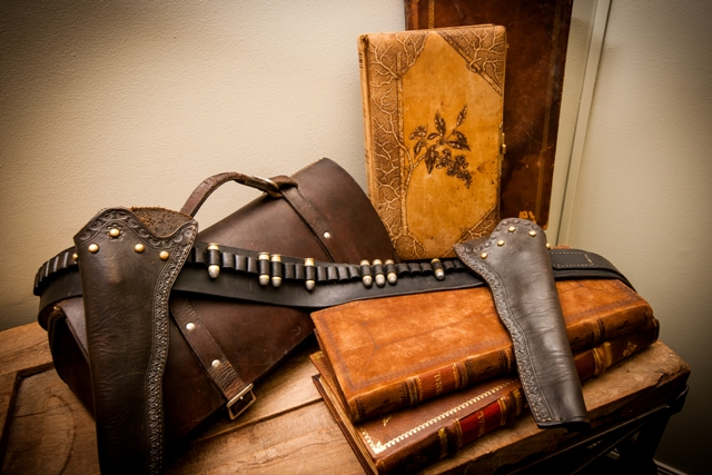 Western Belt Rig with Holsters, Photo Album, Ledgers and Travel Case