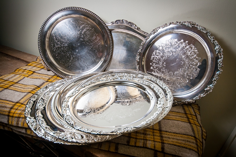 Silver Trays, Vintage and Present Day Round