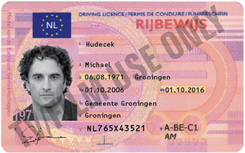 Dutch License Driver’s License – International – Netherlands – OLDER FORMAT – Hand ...