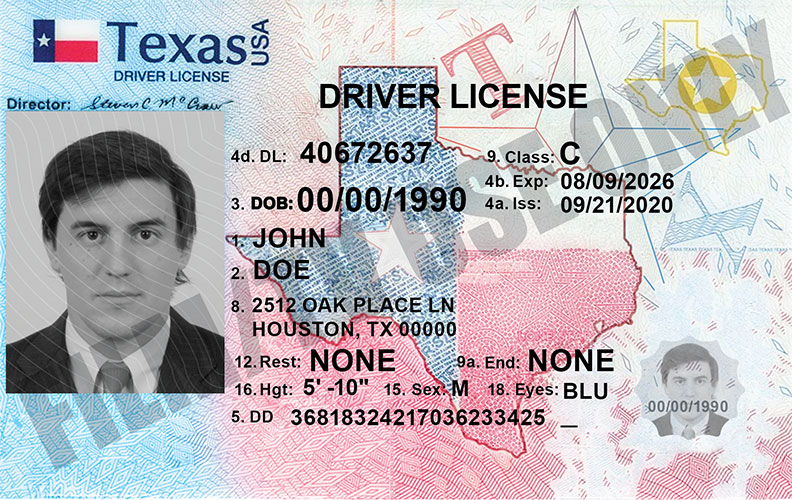 Texas Driver License Name Format Example Driver’s License – TX – Hand Prop Room
