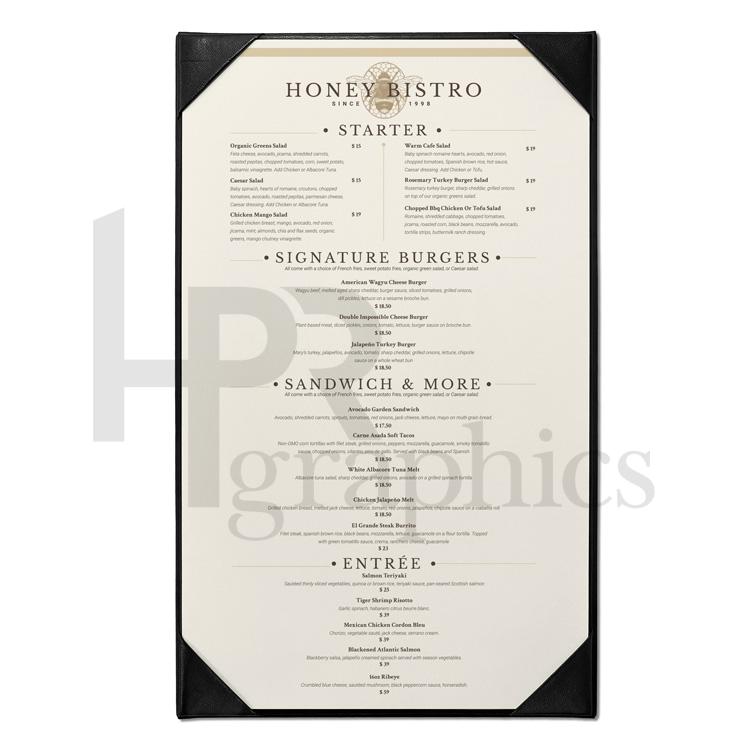 Customized Menu Inserts Honey Bistro – Menu Insert – Hand Prop Room